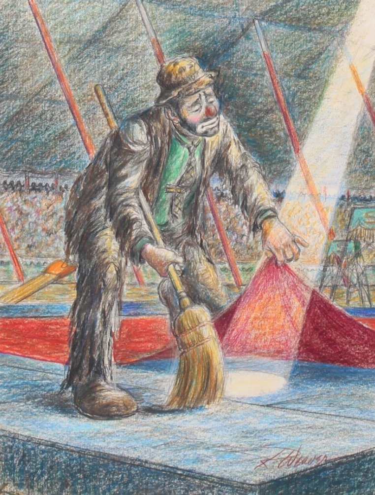 "Emmett Kelly Sweeping the Spotlight" c. 1988