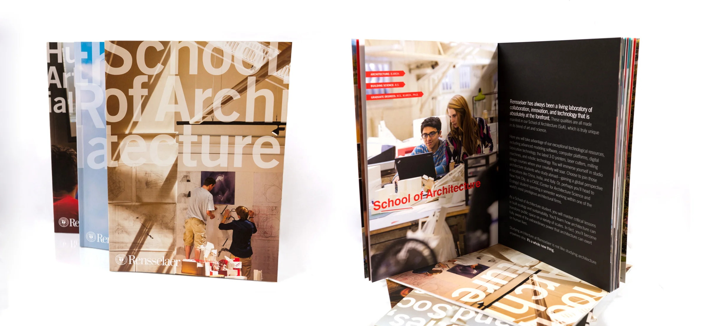SCHOOL OF ARCHITECTURE BROCHUREThe School of Architecture brochure won a CASE Grand Gold Award. I was part of the creative team that designed a series of school brochures. The individual school brochures are meant to give prospective students more d…