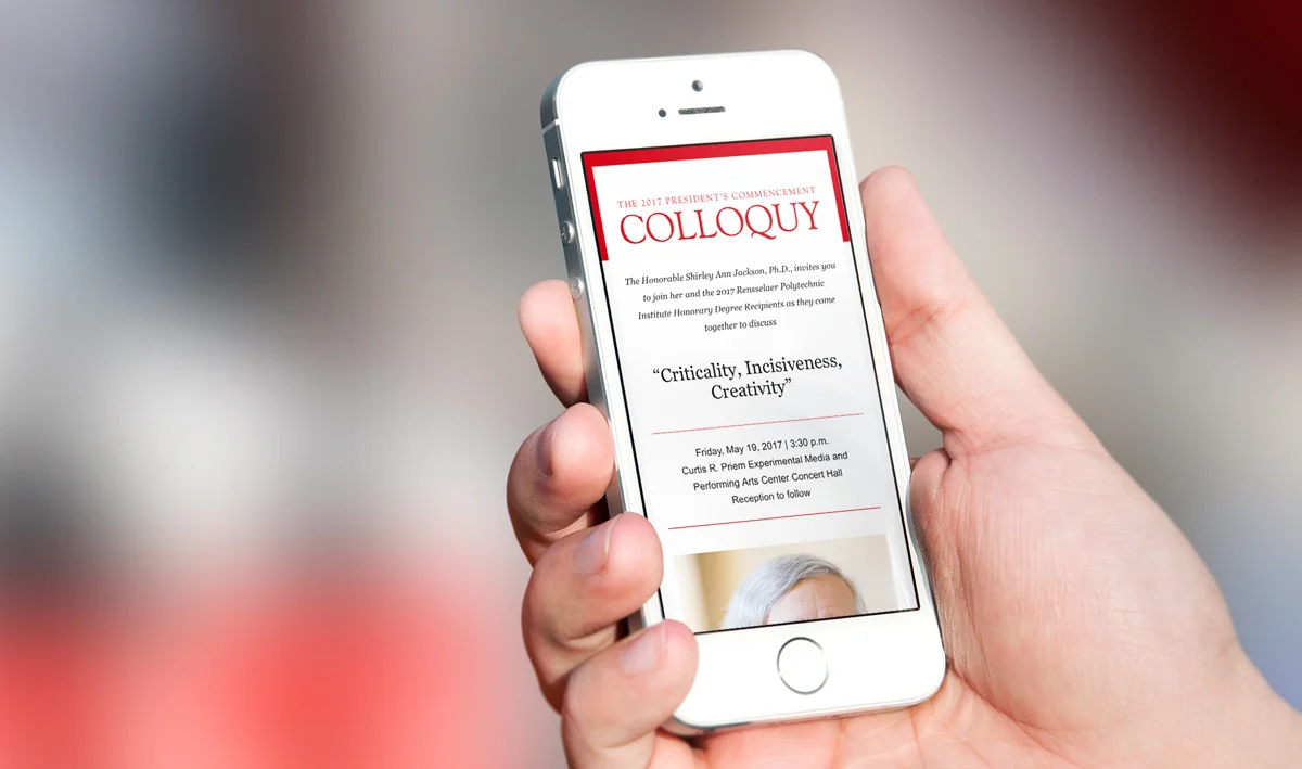 DIGITAL INVITATIONThe digital Colloquy invitation is sent to students, alumni, faculty, staff, parents, community members, donors, other college presidents and people of influence. Sent using Mailchimp.