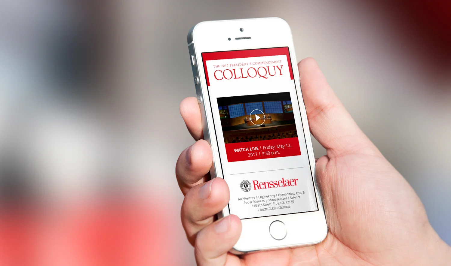 EMAIL REMINDERThis reminder went out the day of the event to drive people to watch Commencement live, and provide the link day of for convenience and optimum engagement with our signature event.