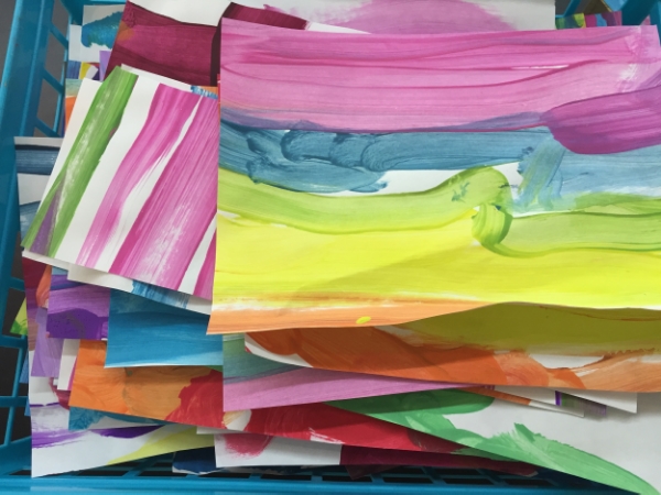 Unclaimed/unwanted paintings cut into smaller pieces