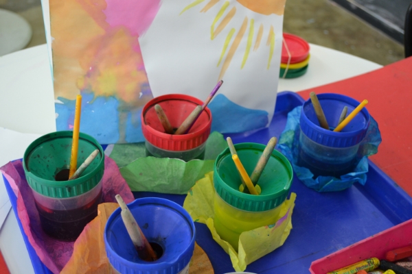 Watercolor paints made with dried up marker tips