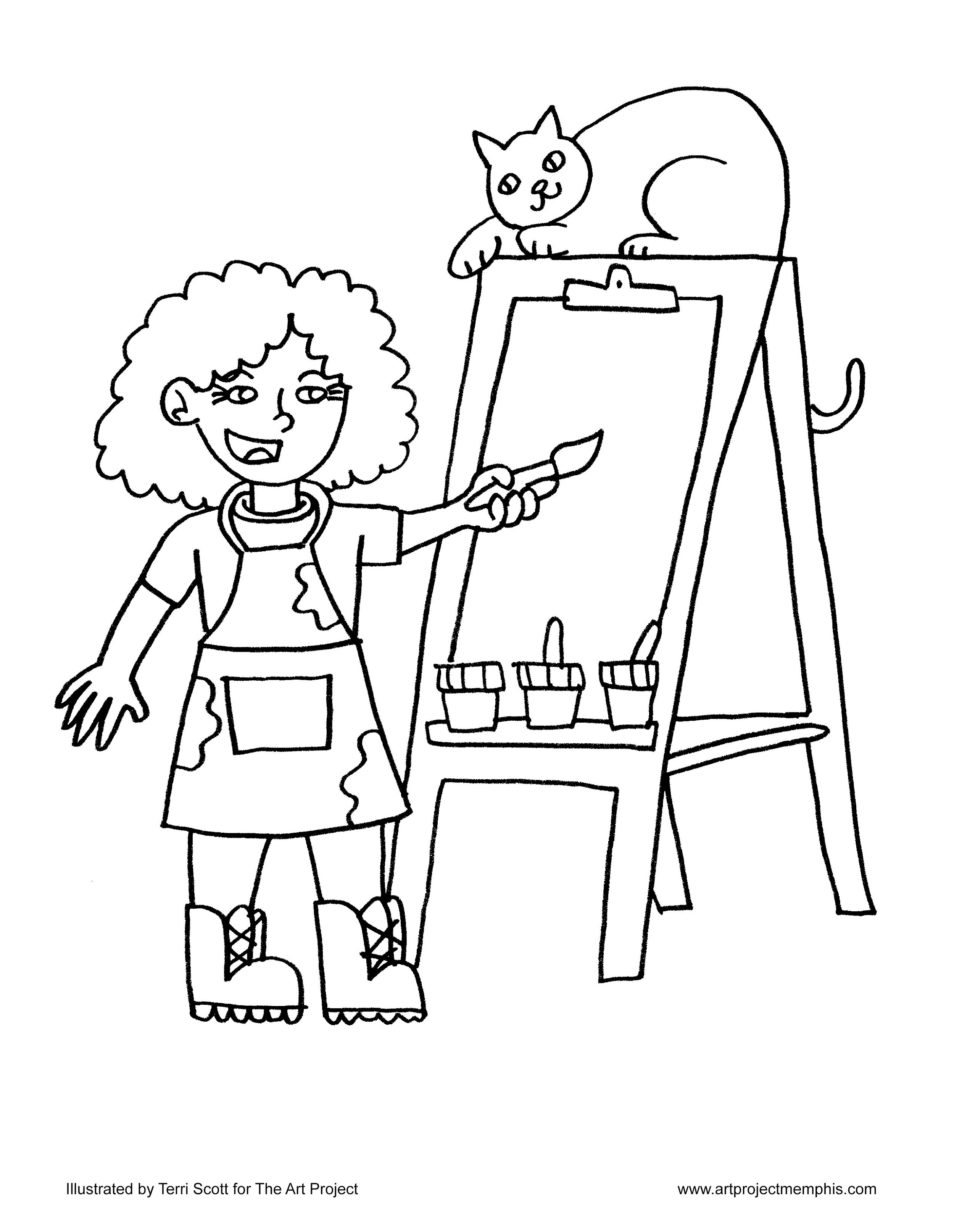 Coloring Page painter's easel - free printable coloring pages