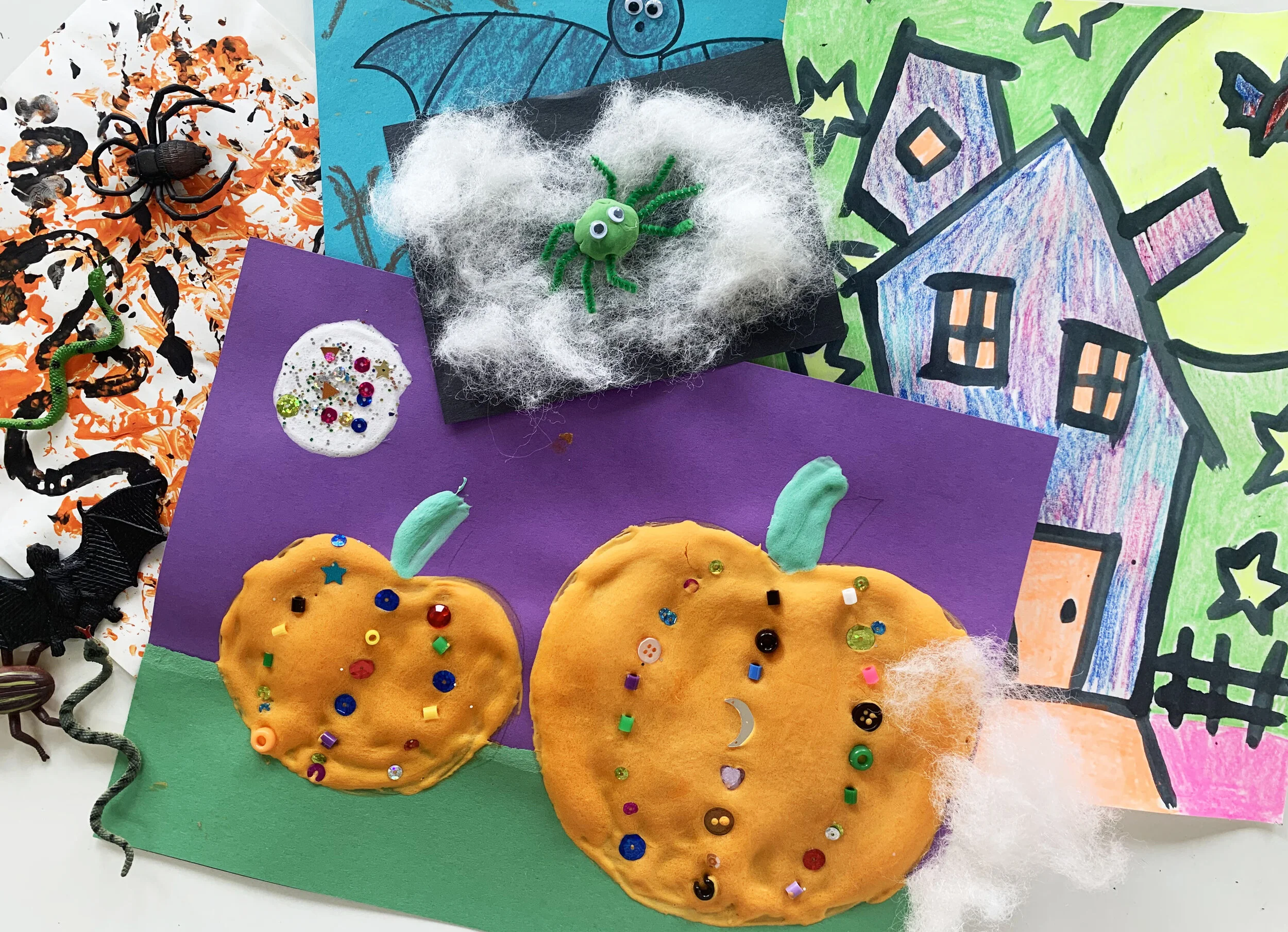 Oil Pastel Haunted House Craft - Projects with Kids