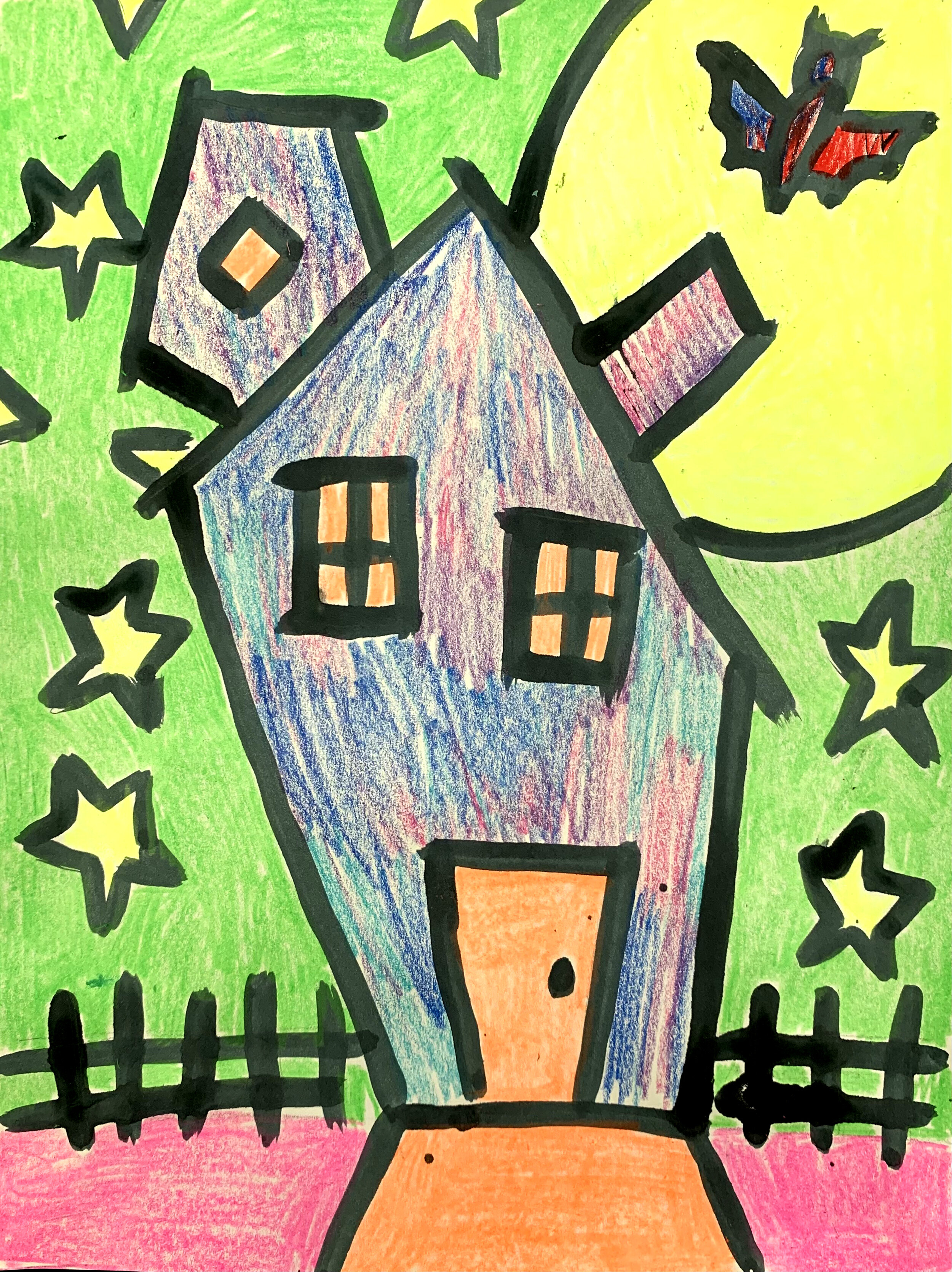 Oil Pastel Haunted House Craft For Kids  Kids art projects, Halloween arts  and crafts, Halloween art projects