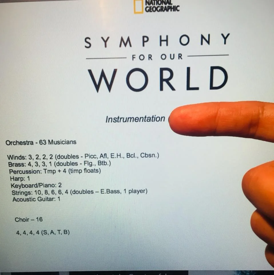 EMN's Artistic Director is currently working on a new commission from National Geographic. It'll be a 20 minute score for full symphony orchestra and choir that'll be completed by the end of this month. It'll be premiered at Davis Symphony Hall in SF on Apr 22 w/ Daveed Diggs, from Hamilton, as the narrator. Shortly after this performance they'll take it on tour.