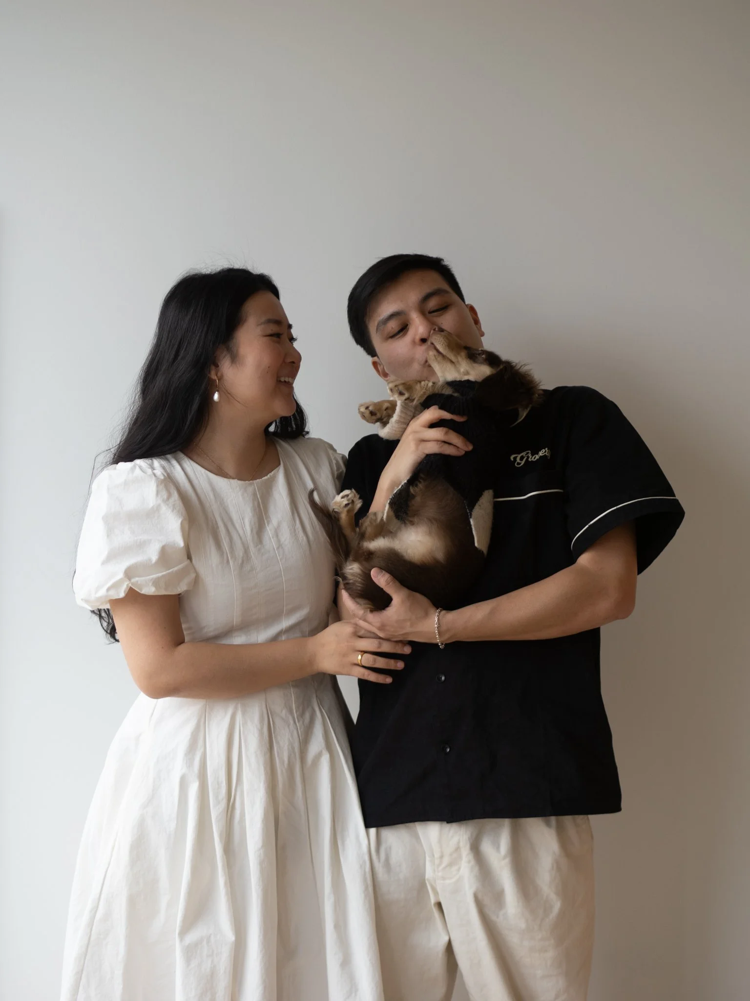 Tong & Evan with their dachshund daughter Jenny   