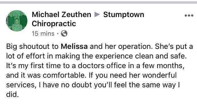 Thank you for the kind words, Michael! I&rsquo;m doing my best and am here for whoever needs my services! Thank you for continuing to support my small business! #smallbizlife #stjohnspdx #pdx #nopo #portland #stumptownchiro #ladyboss #nospineleftbehi