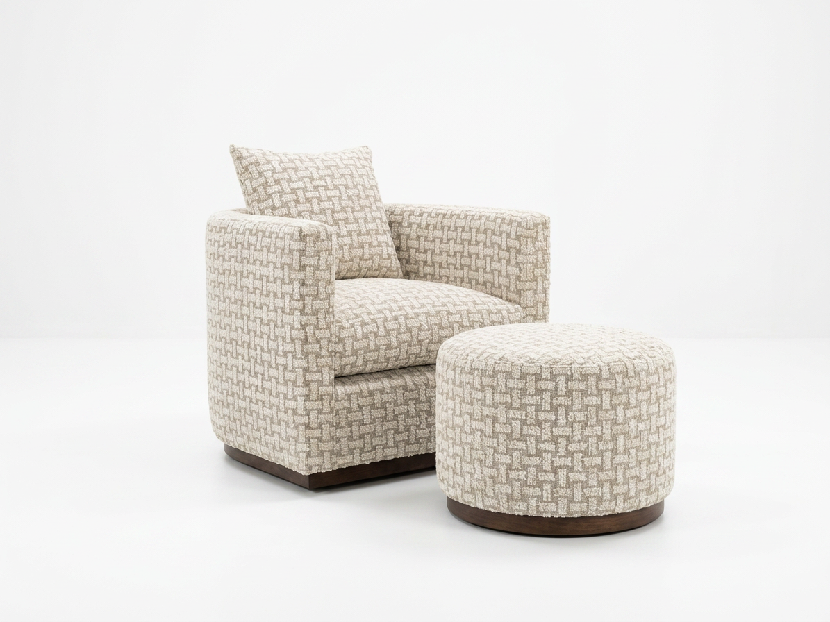 Elon Chair with Matching Round Ottoman