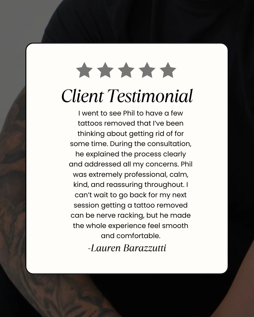 Grateful for clients like Lauren.
At Tailored Tattoo Removal, this is the level of care, honesty and results you should expect every time.
Time to say goodbye to that unwanted tattoo you have? DM me &rsquo;start&rsquo; to begin your tattoo removal jo