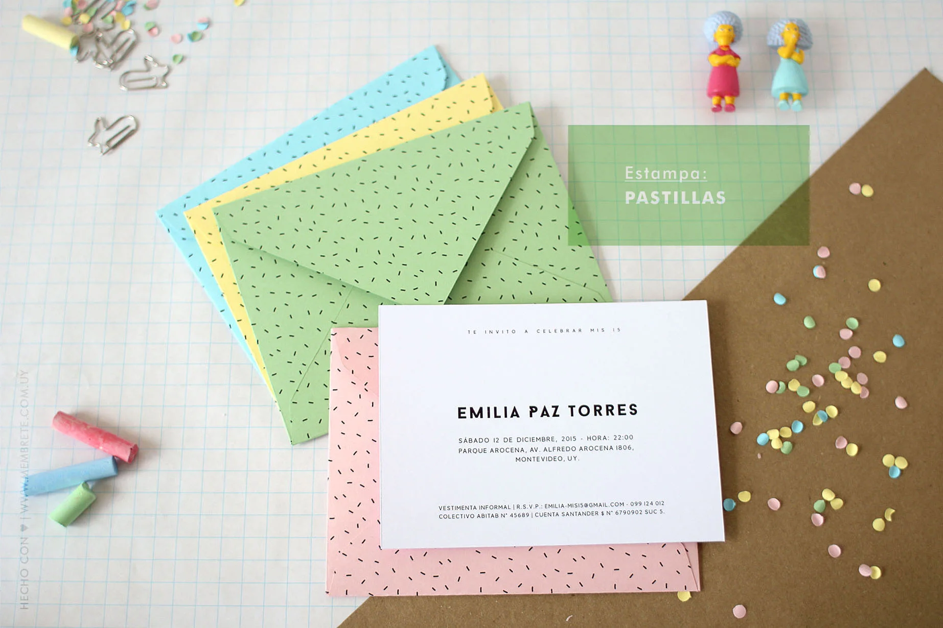 Emilia ♪ Fiesta 15 | Membrete | Invitaciones en papel | www.membrete.com.uy