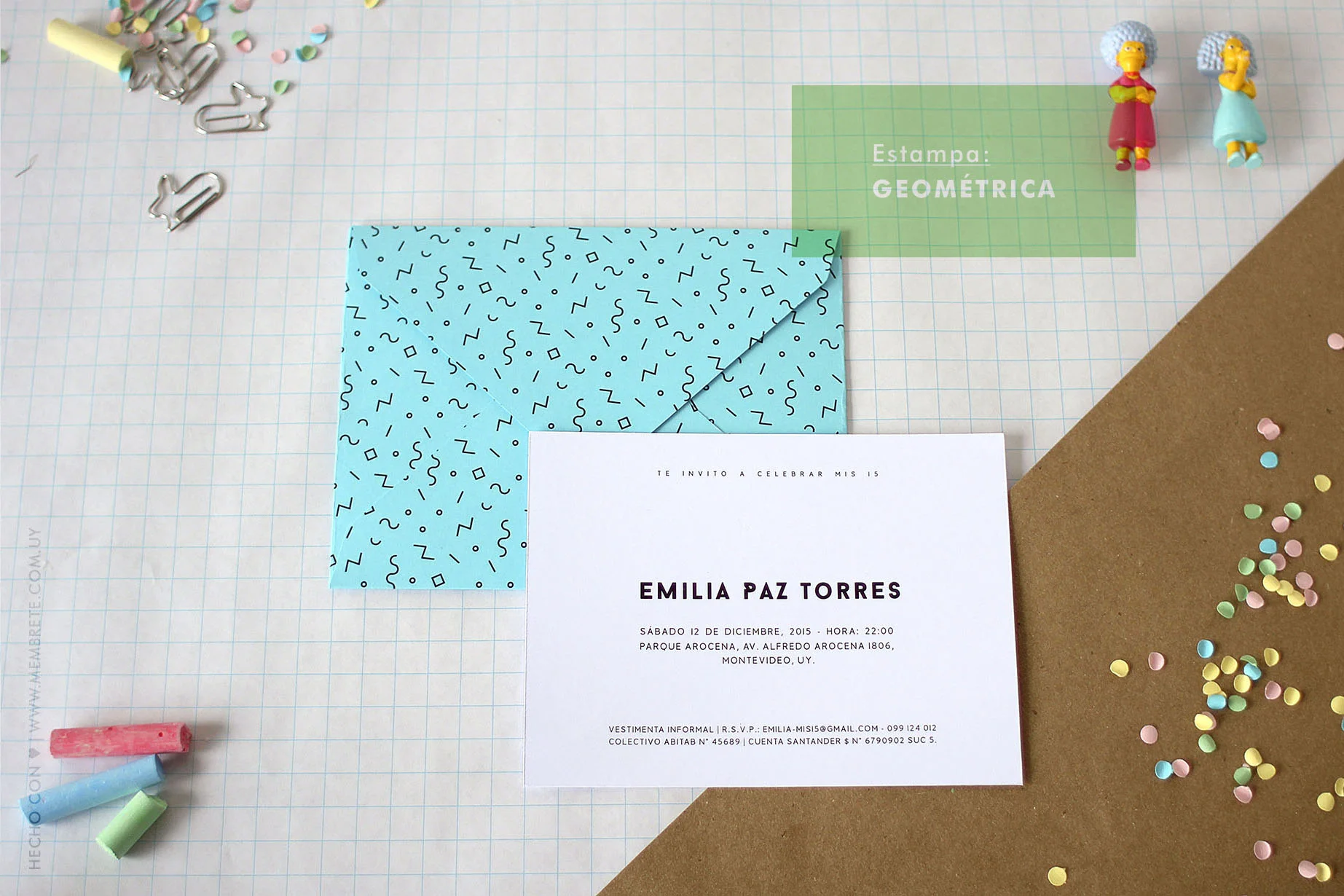 Emilia ♪ Fiesta 15 | Membrete | Invitaciones en papel | www.membrete.com.uy