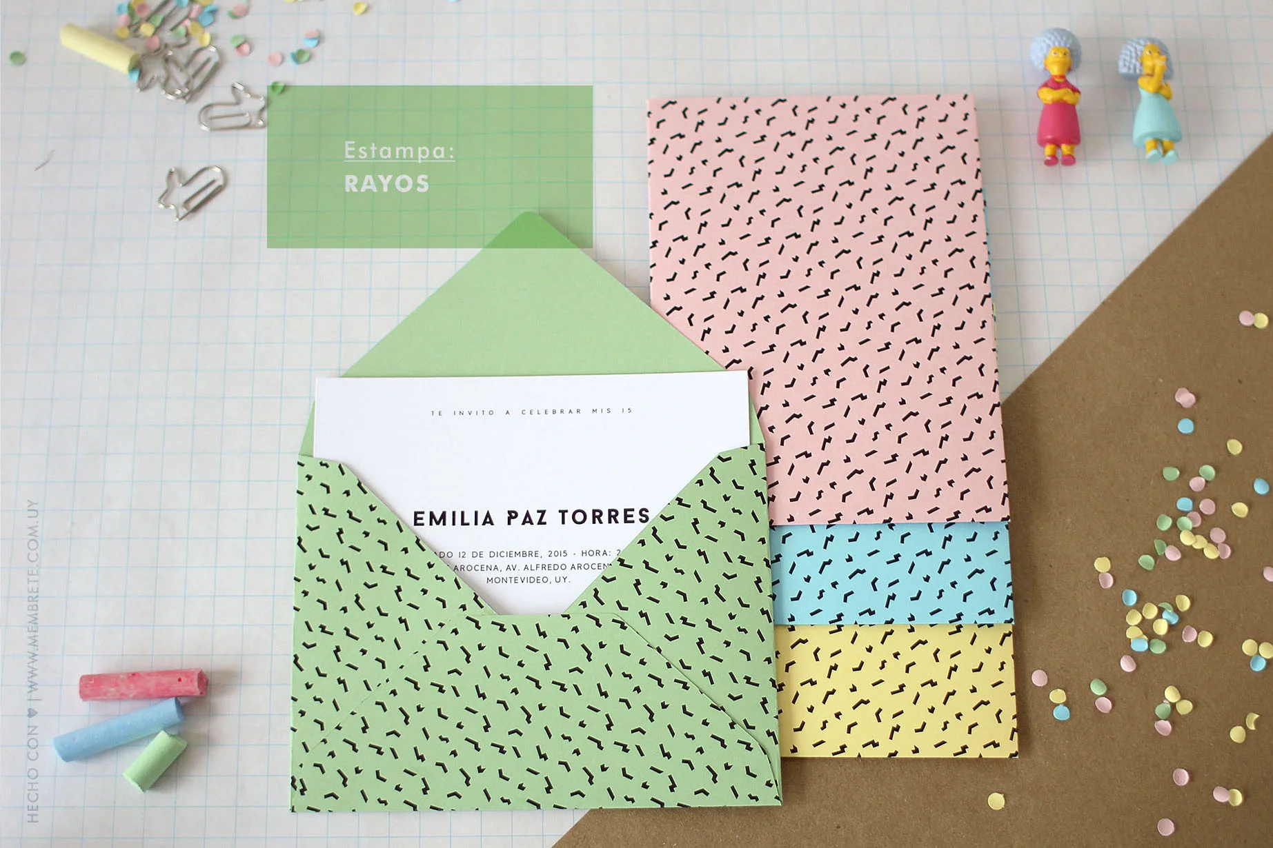 Emilia ♪ Fiesta 15 | Membrete | Invitaciones en papel | www.membrete.com.uy