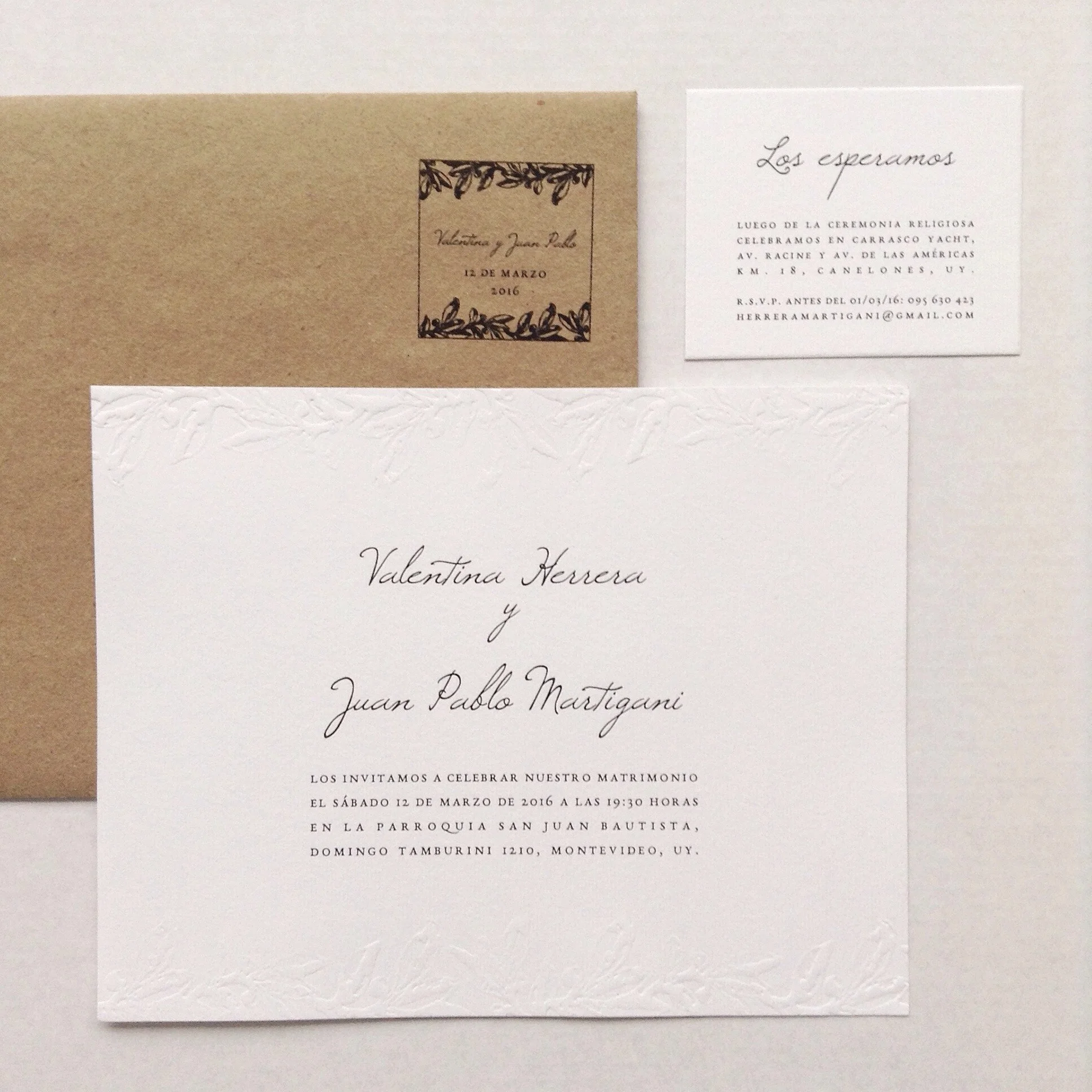 TARJETA + MINI-TARJETA + SOBRE | Boda: Valentina y Juan Pablo