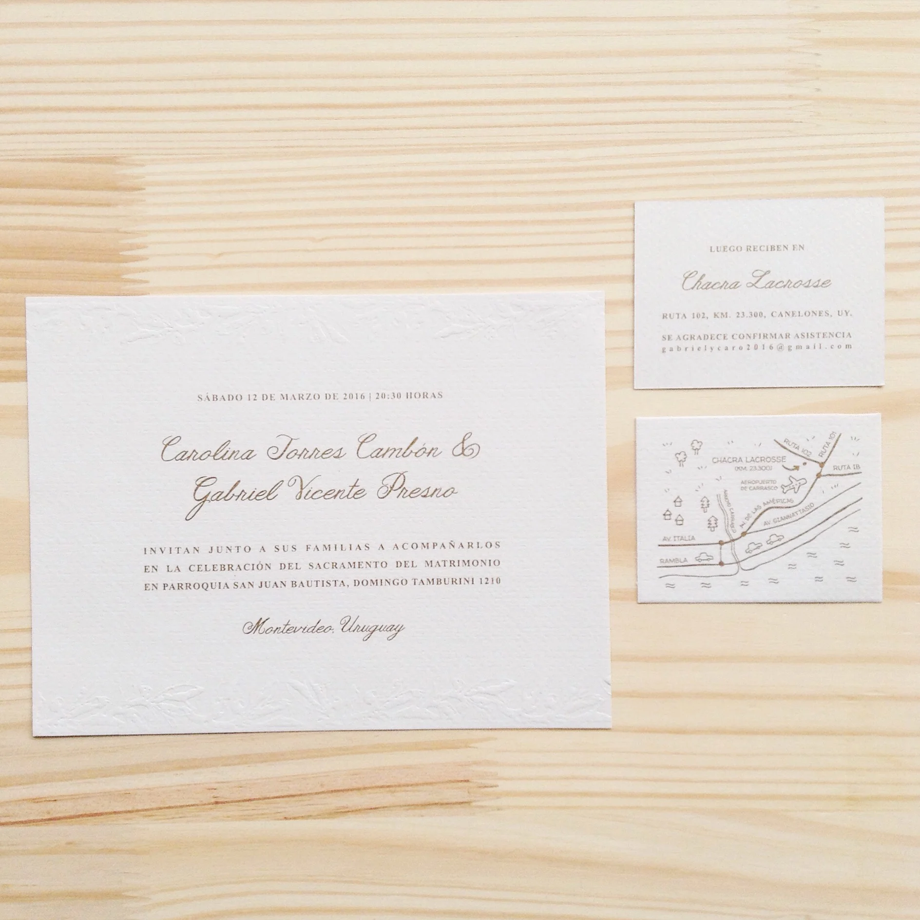 TARJETA + MINI c/ MAPA + SOBRE | PERSONALIZADO | Boda: Caro y Gabriel