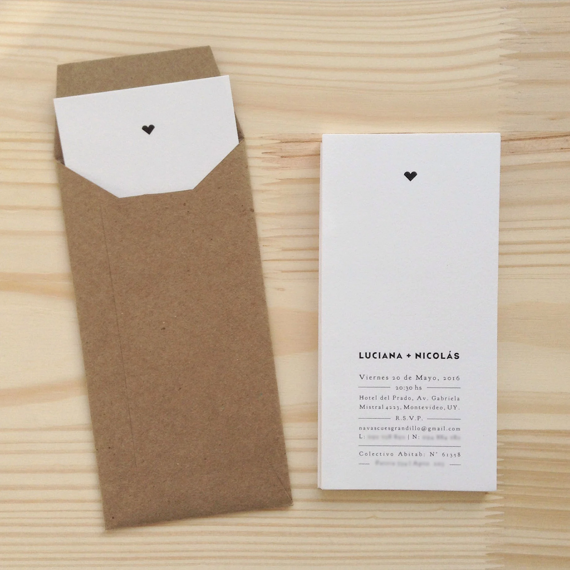 TARJETA + SOBRE | Boda: Luciana + Nicolás