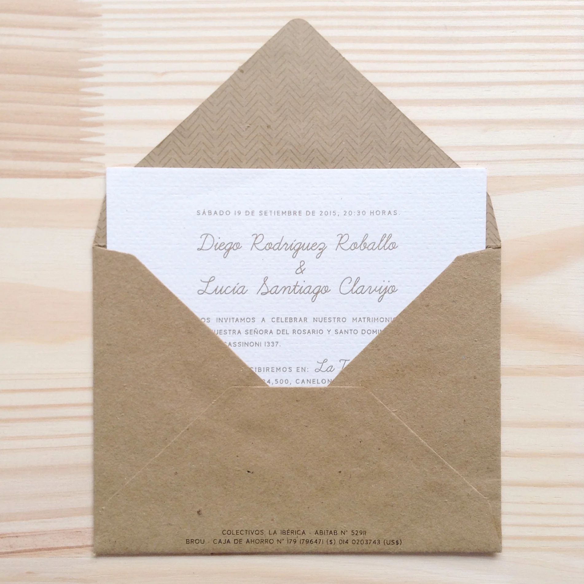 TARJETA + SOBRE | Boda: Diego y Lucía
