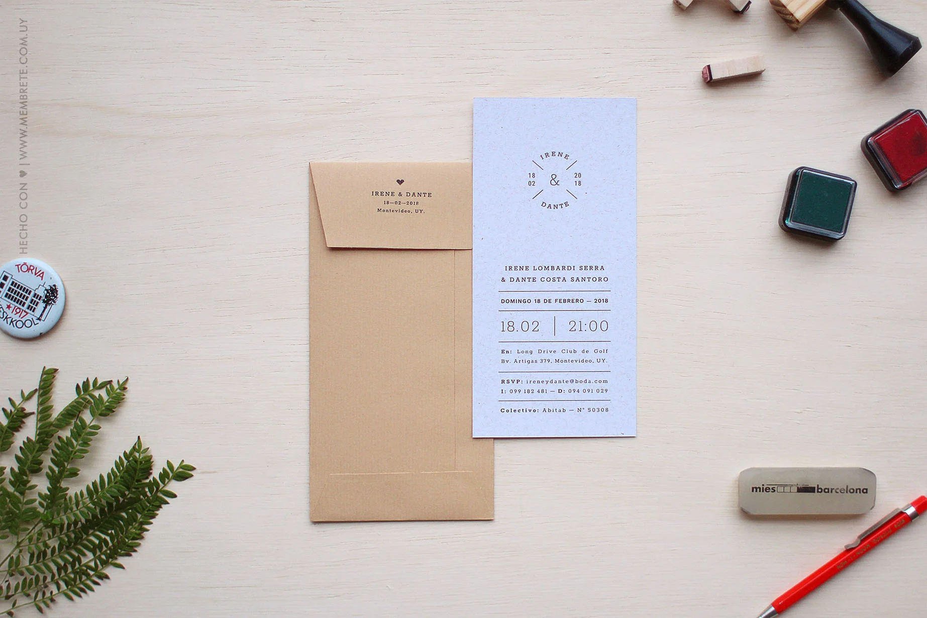Irene & Dante, Categoría: Invitaciones de Bodas, MEMBRETE Diseño gráfico & Papelería - www.membrete.com.uy