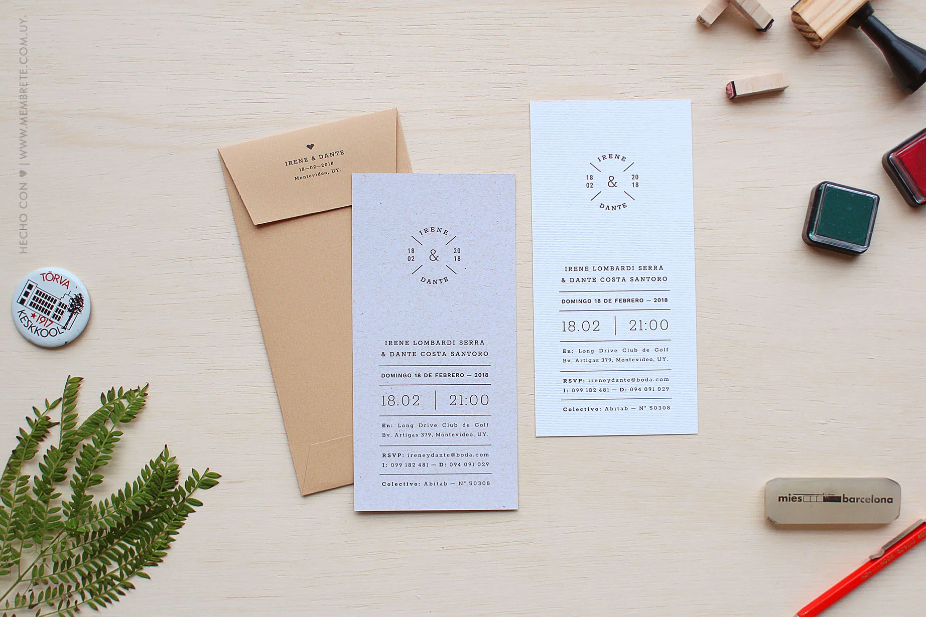 Irene & Dante, Categoría: Invitaciones de Bodas, MEMBRETE Diseño gráfico & Papelería - www.membrete.com.uy