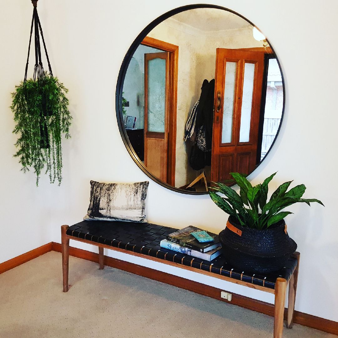Steel framed antique mirror