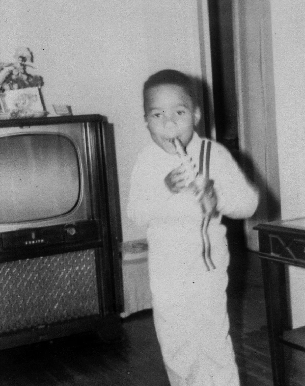 Chris Thomas King at 5-years-old performing on his horn December, 1967.
