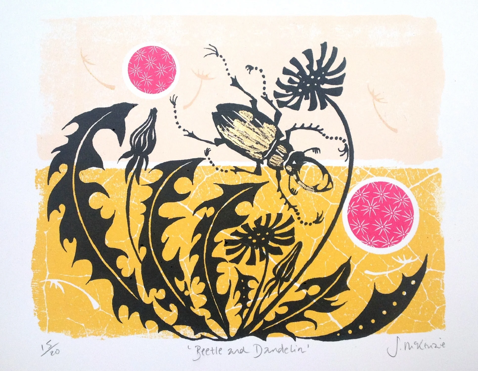 Beetle and Dandelion screenprint