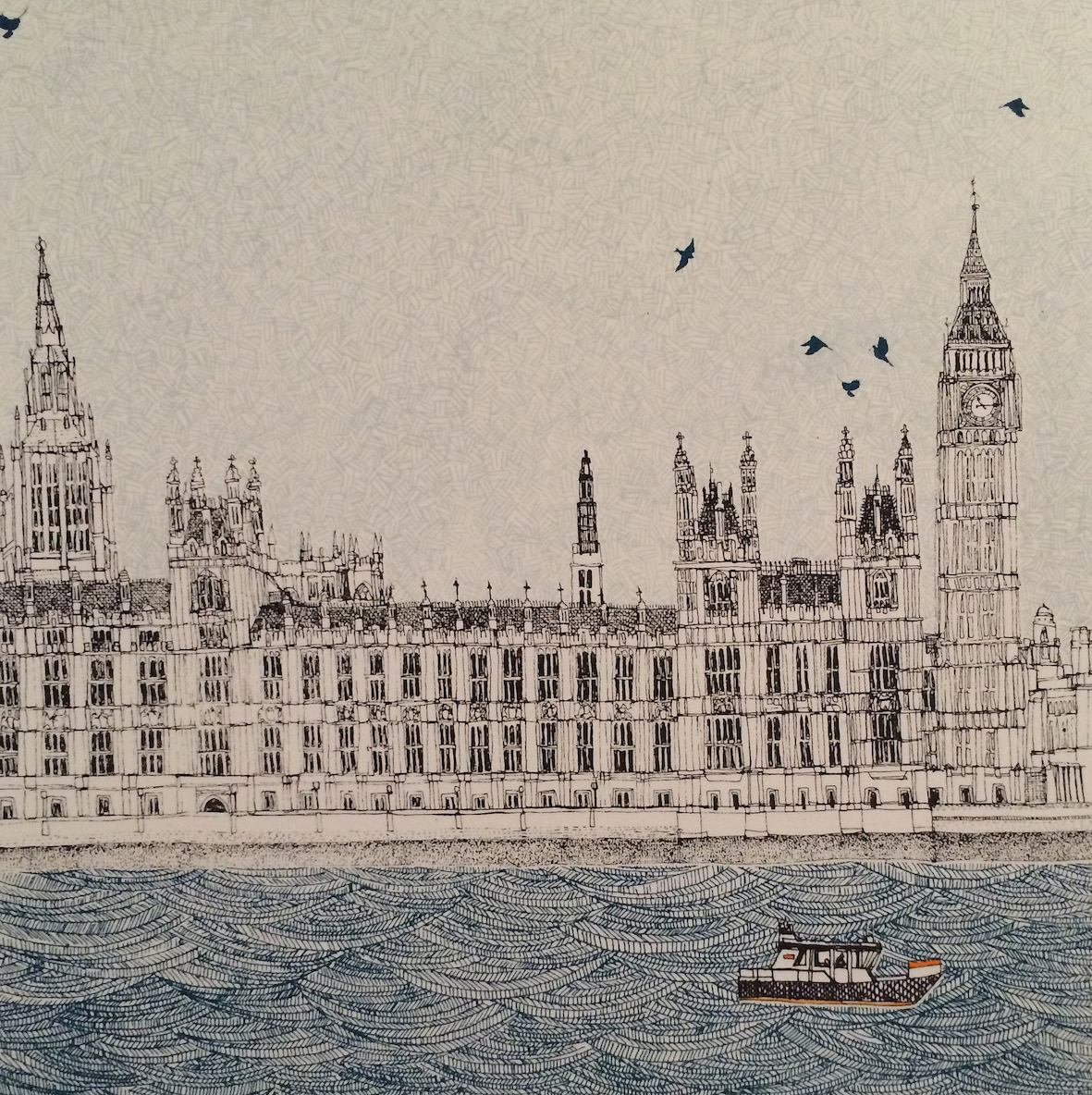 Waves at Westminster screenprint 23 x 23 cm £150 (unframed)