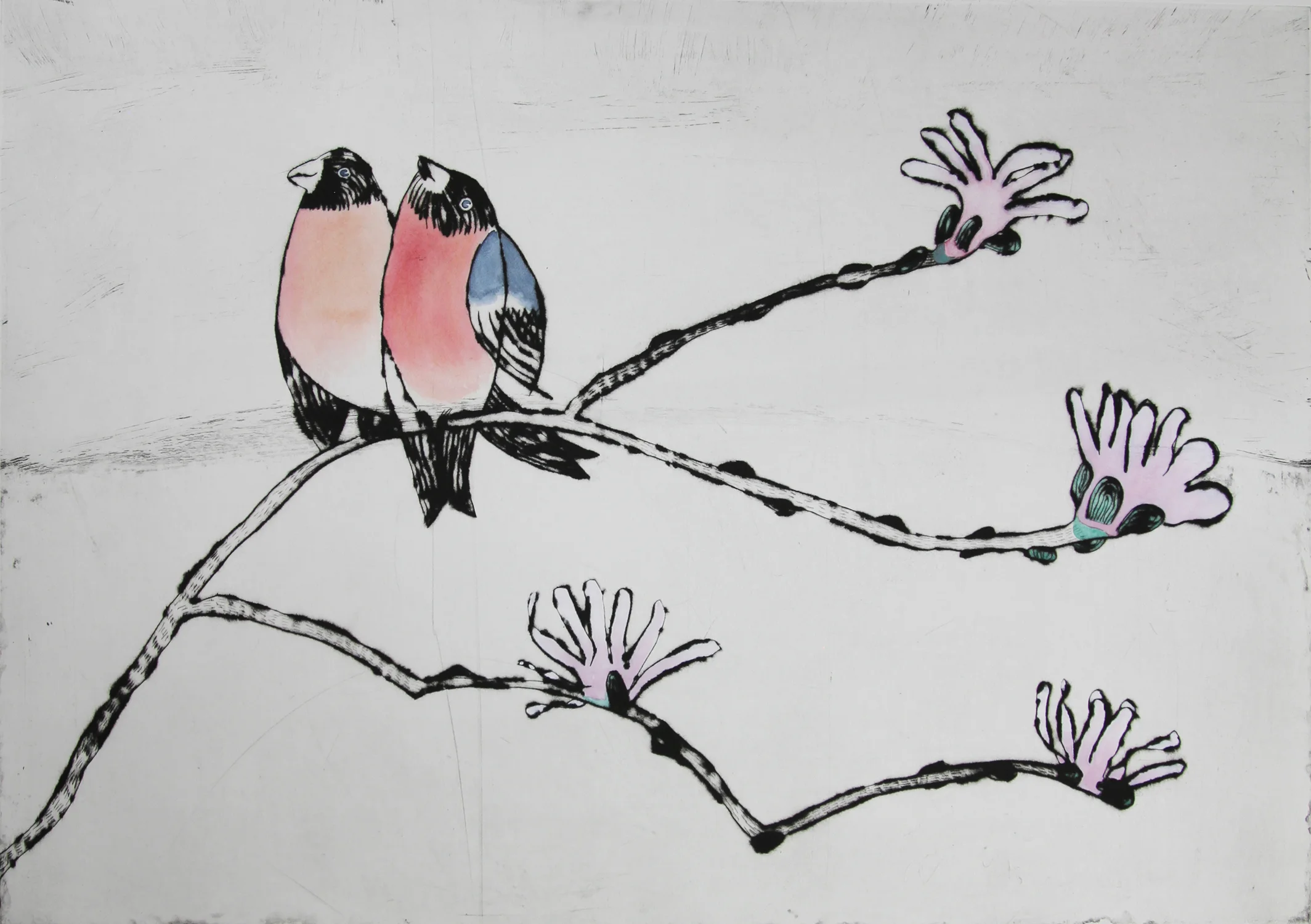 Song of Love drypoint and watercolour SOLD