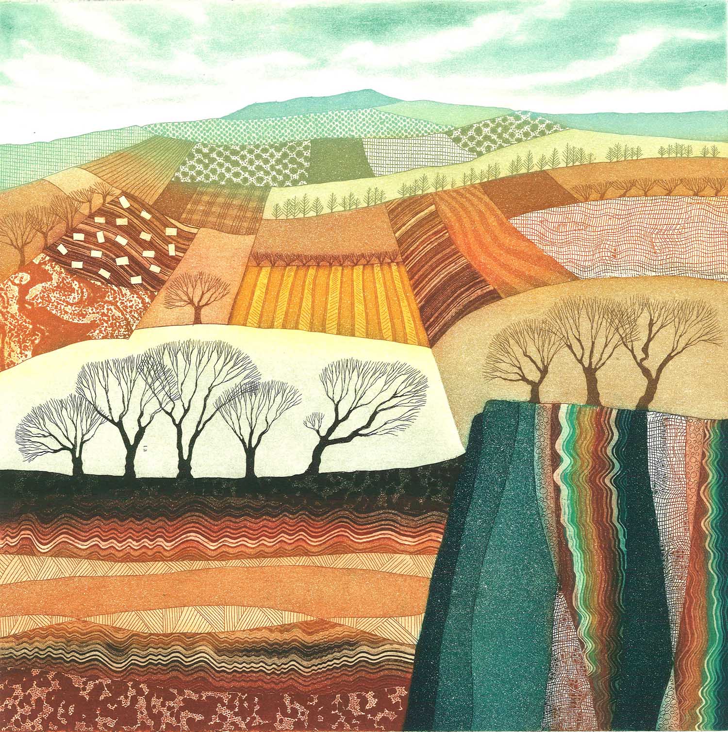 Rift Valley etching 28 x 28 cm £325 framed .