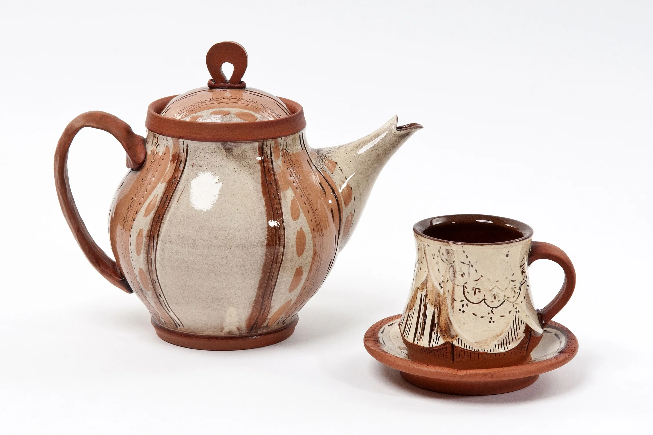 Teapot, Cup and Saucer earthenware