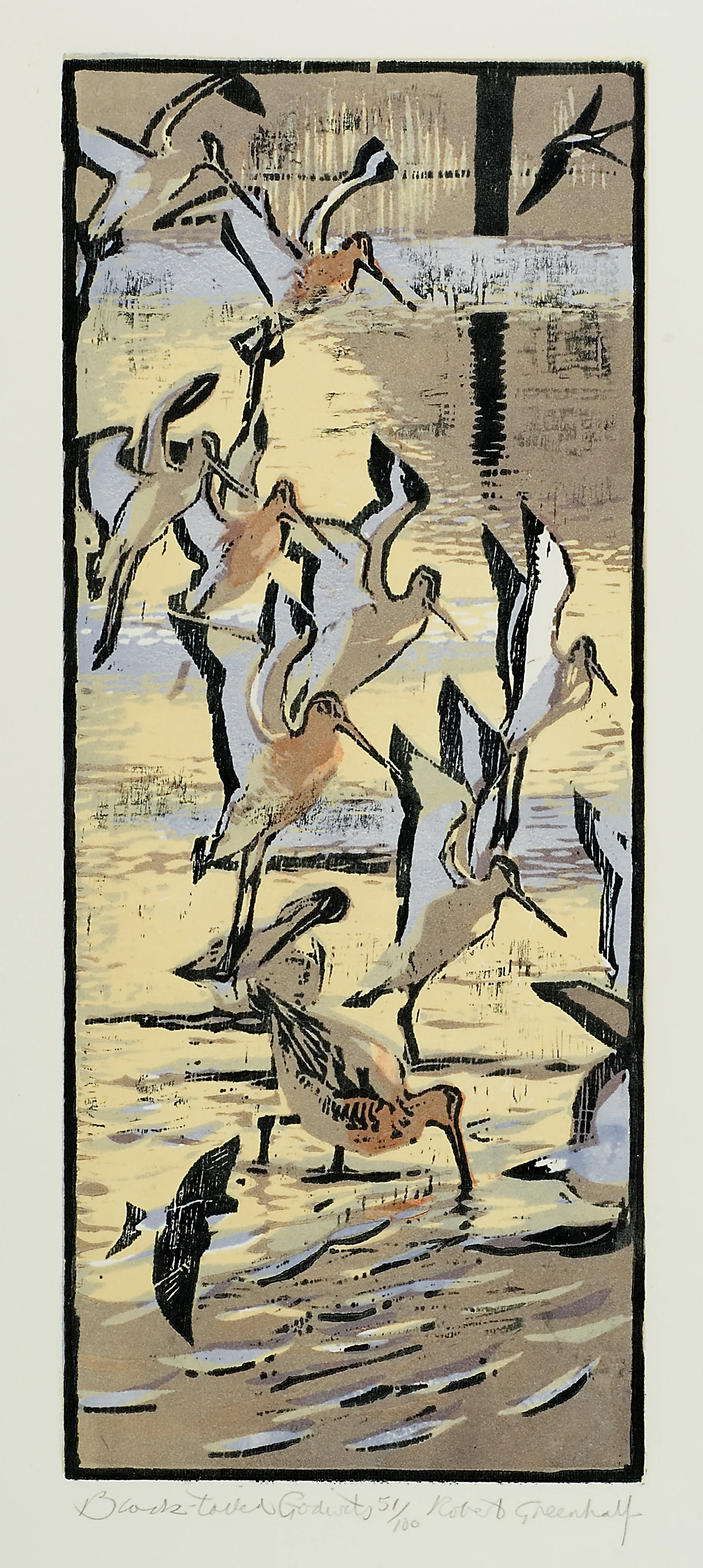 Black Tailed Godwits woodcut 16 x 39 cm £95 (unframed)