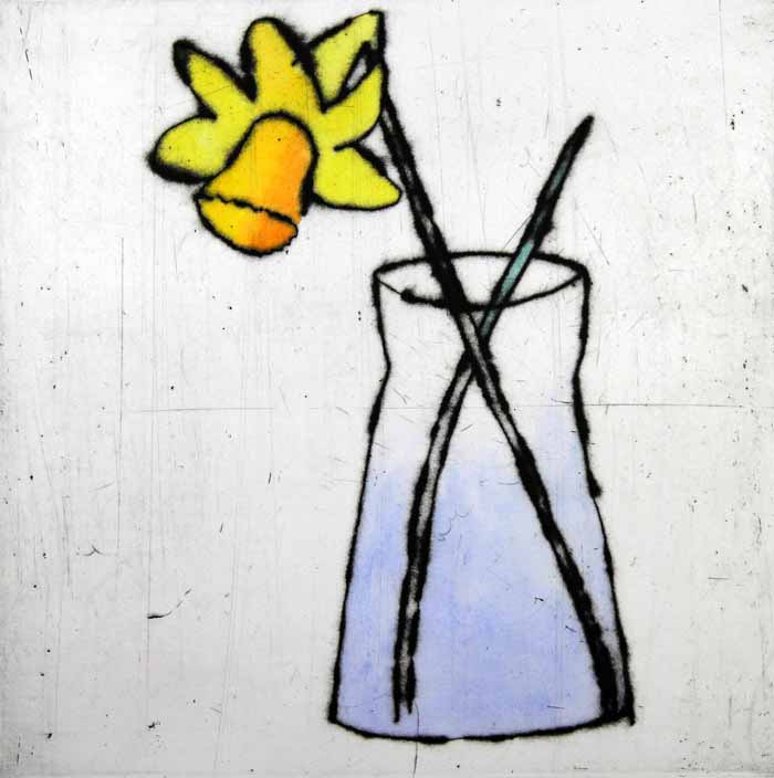 Daffodil drypoint and watercolour 35.5 x 35.5 cm £350 unframed