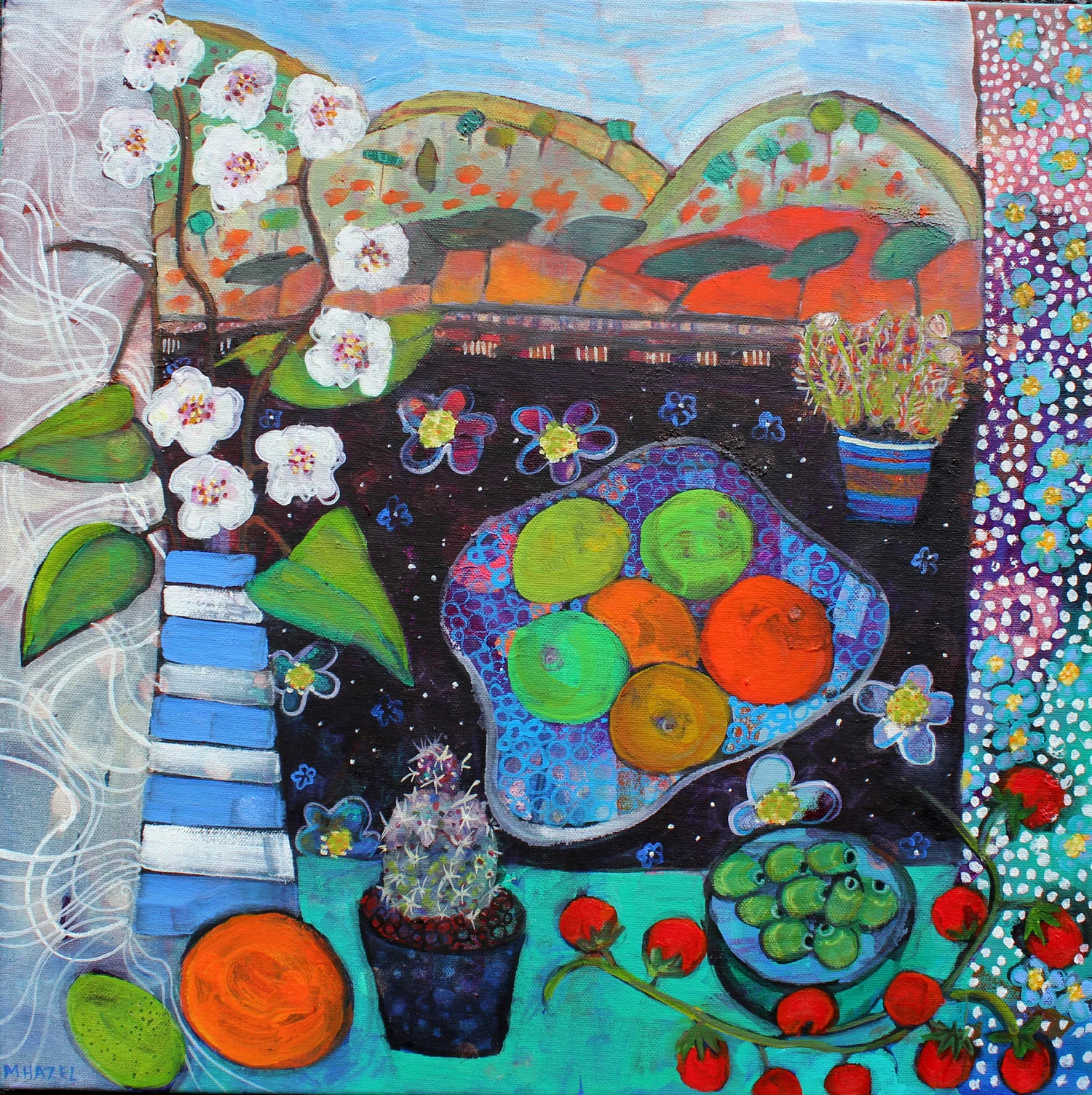 Dish with Cacti oil on canvas 61x61 cm unframed £980 unframed