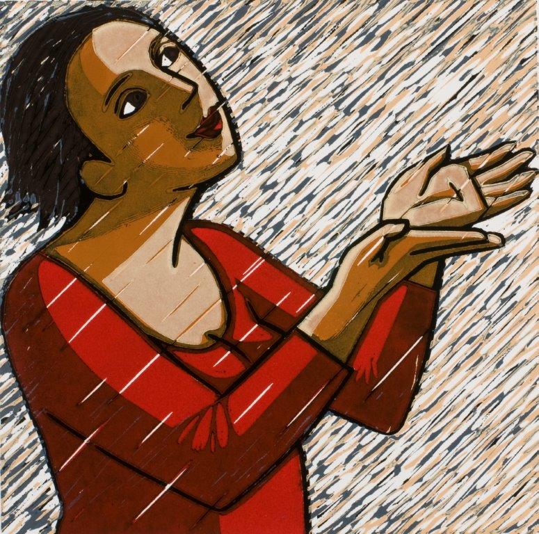 Anita Klein Rain linocut