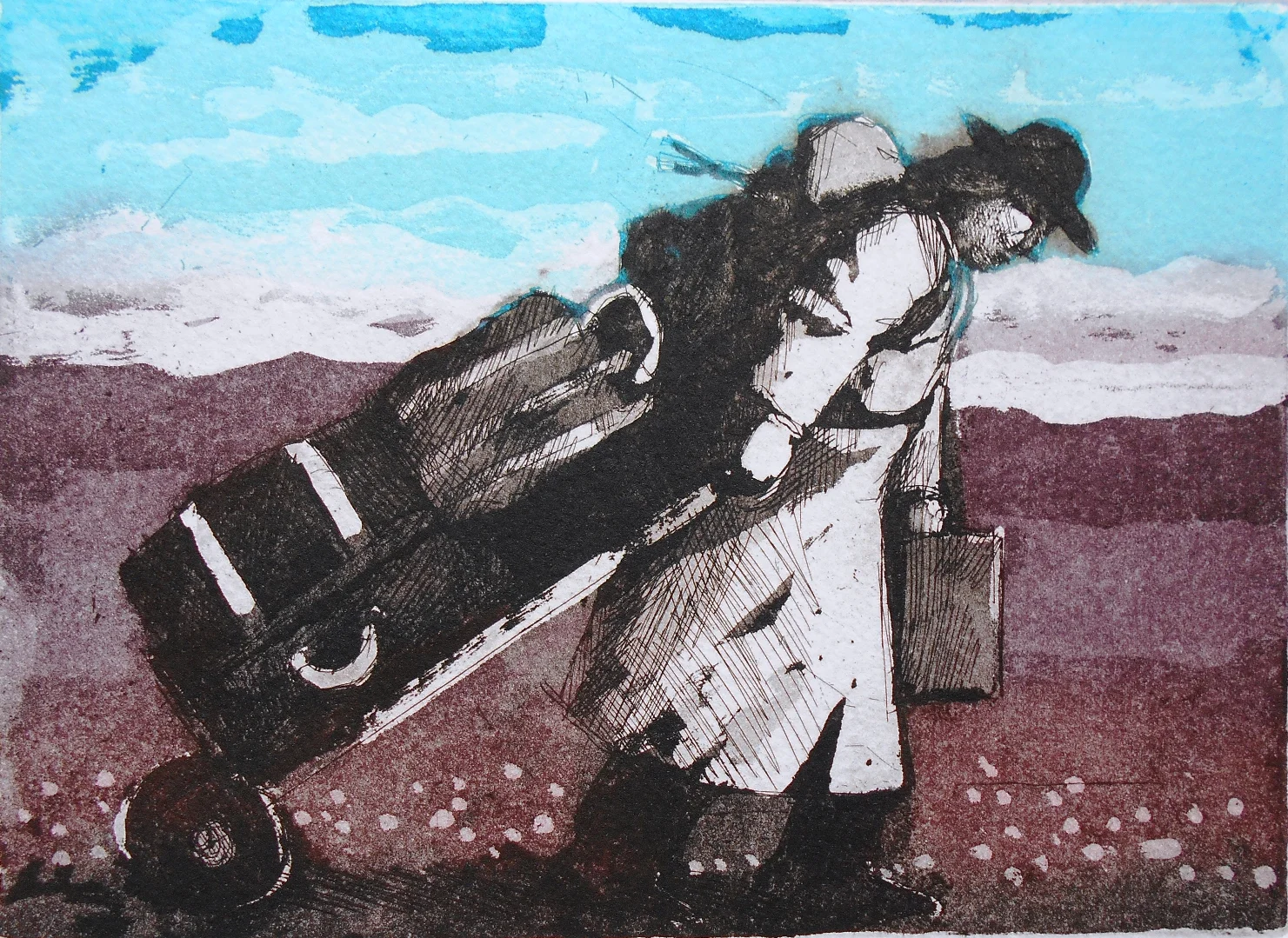Karolina Larusdottir Heavy Load etching with aquatint