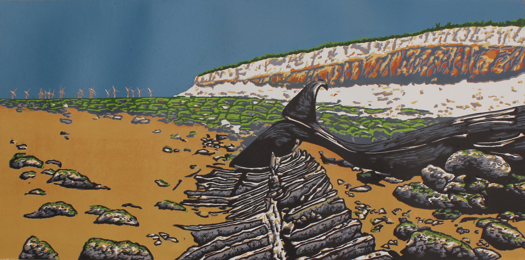 The Stranding reduction linocut 29 x 58.5cm image size £24 unframed