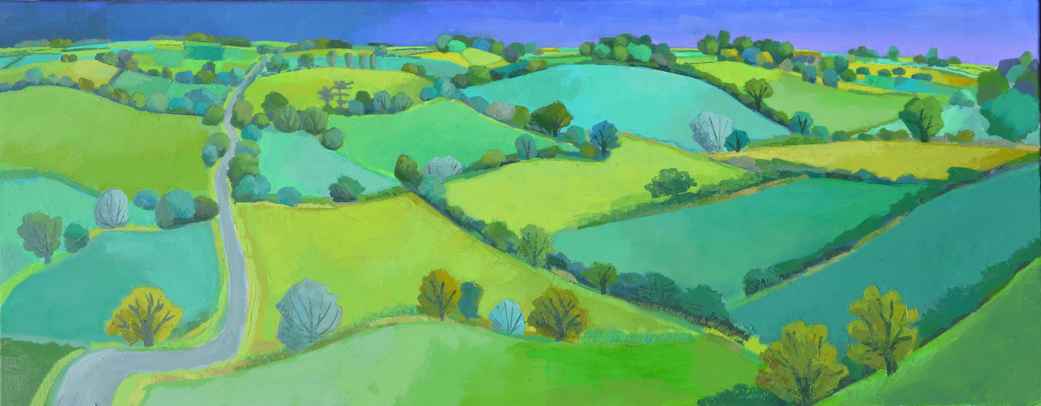Lane Through Green Fields oil 40 x 100 cm £1850