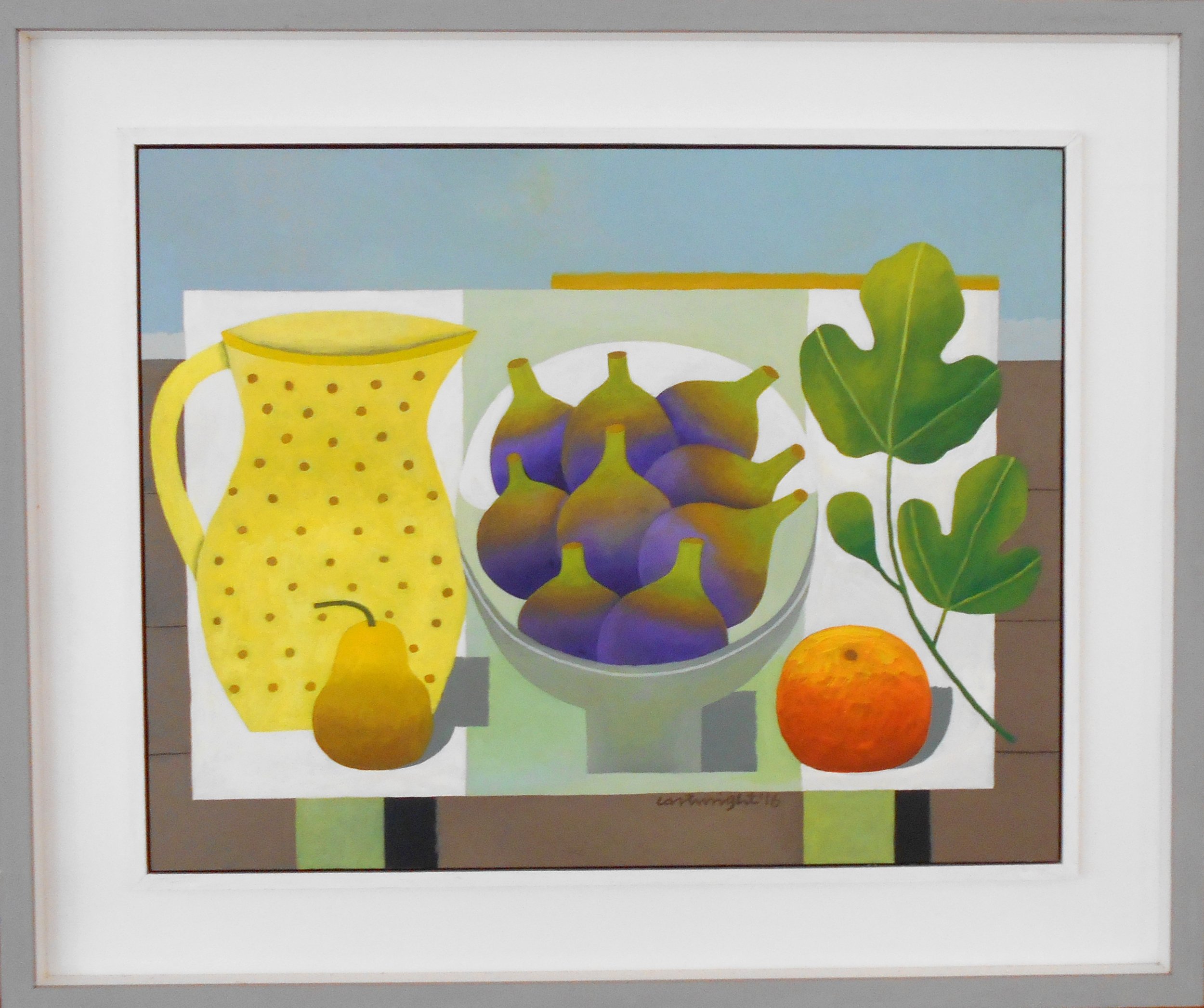 Still Life with Figs, Pear and Orange oil on board 77 x 64 cm including frame SOLD