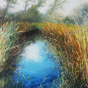 Autumn Sky oil pastel and pencil 20" x 20" SOLD
