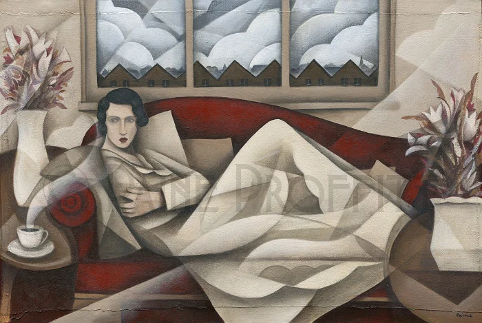A Day Indoors acrylic 60 x 90cm sold