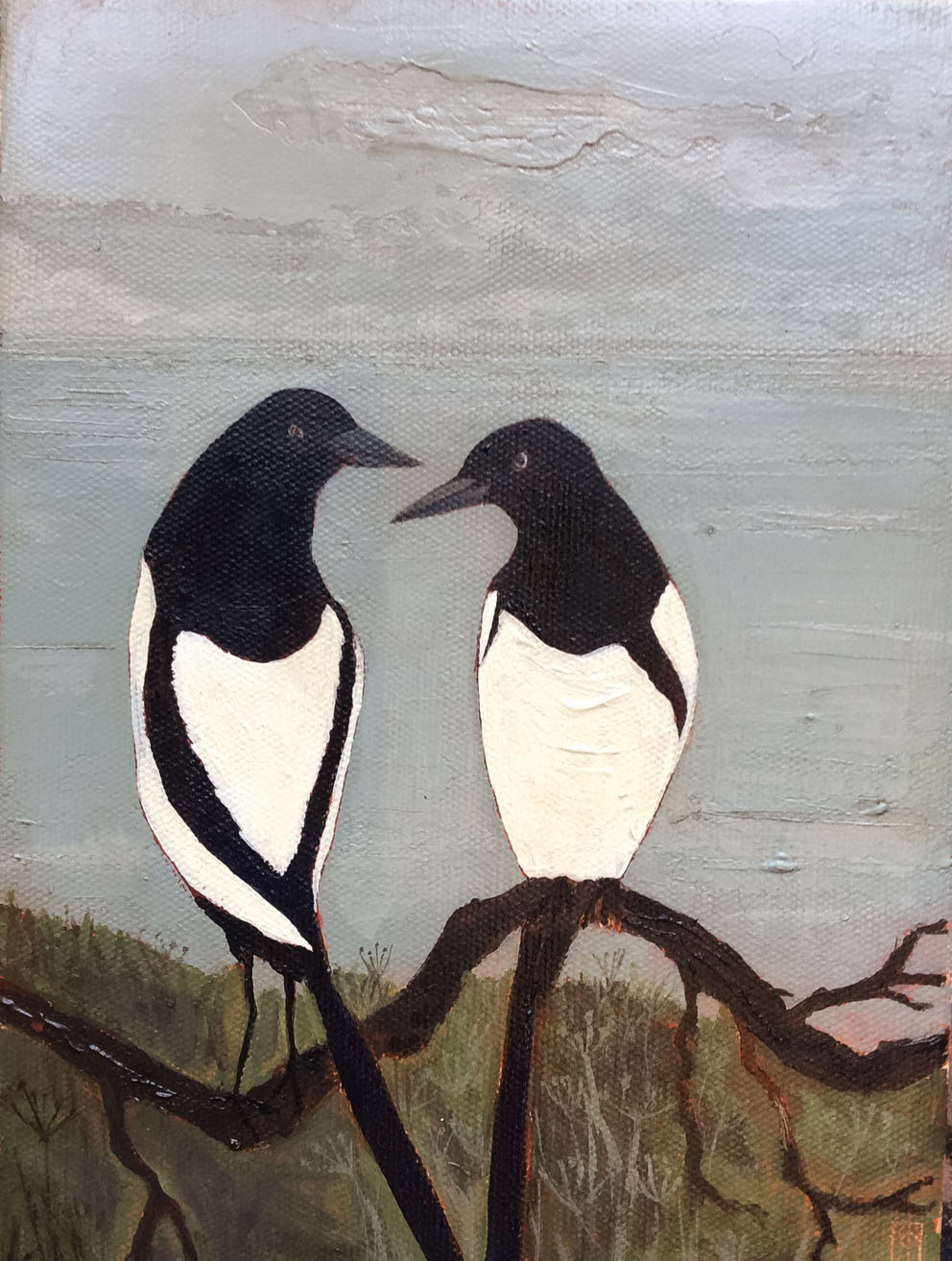 Two for Joy mixed media on canvas h-28, w-22 £350 framed SOLD