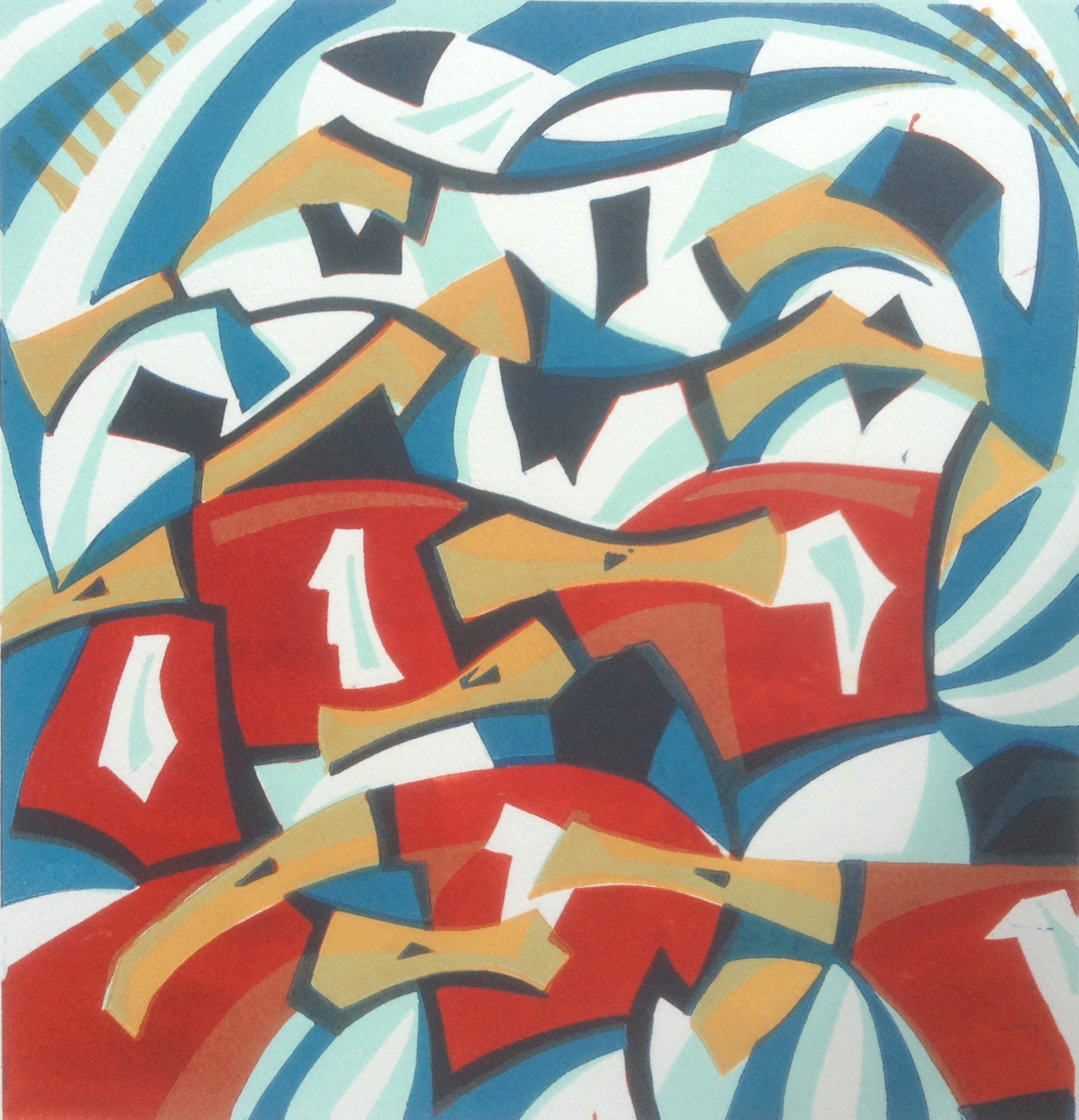 World Class Scrummage linocut 23cm x 24cm £310