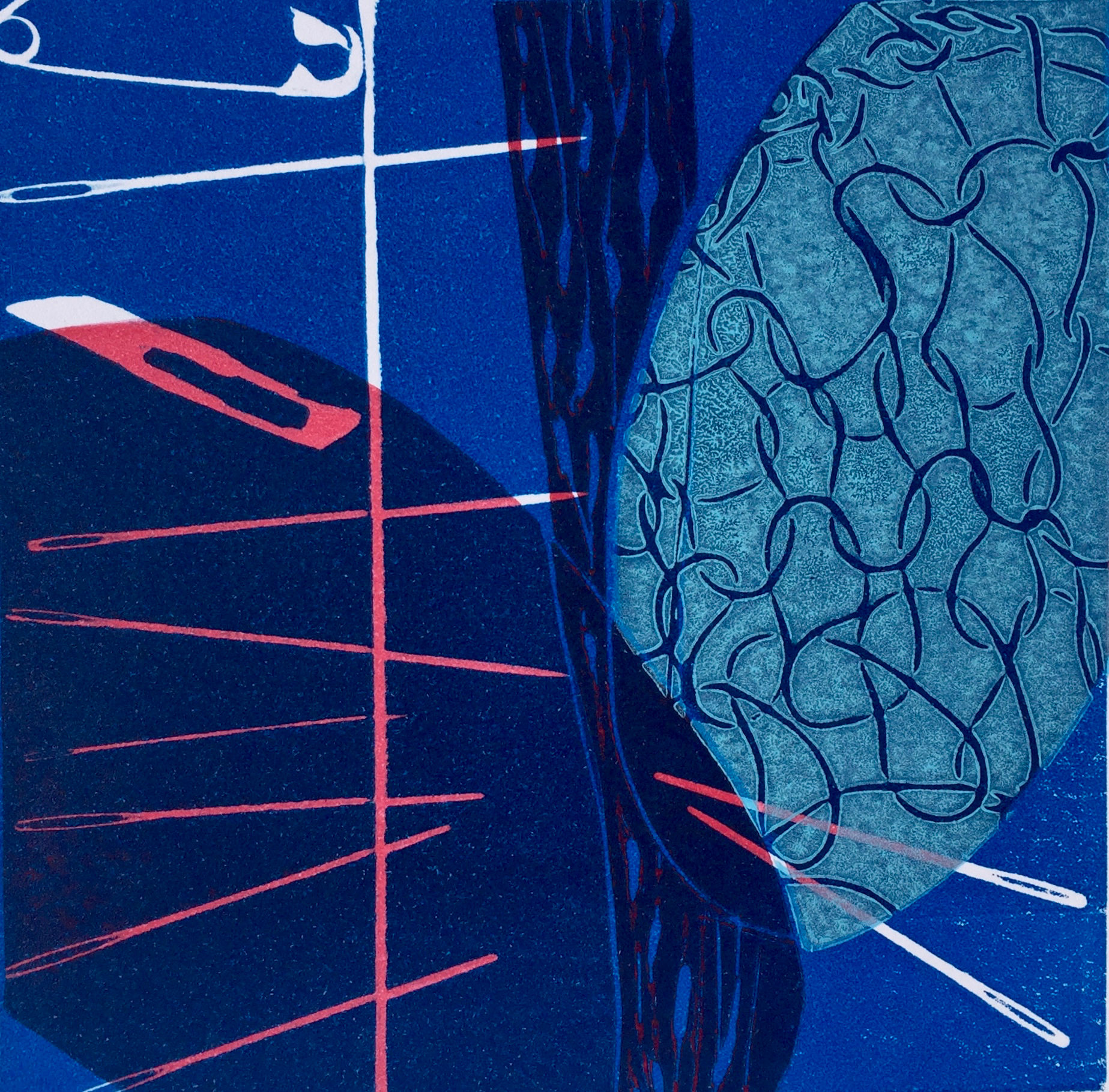 Anomaly IX linocut 18cm x 20cm framed £195, unframed £15