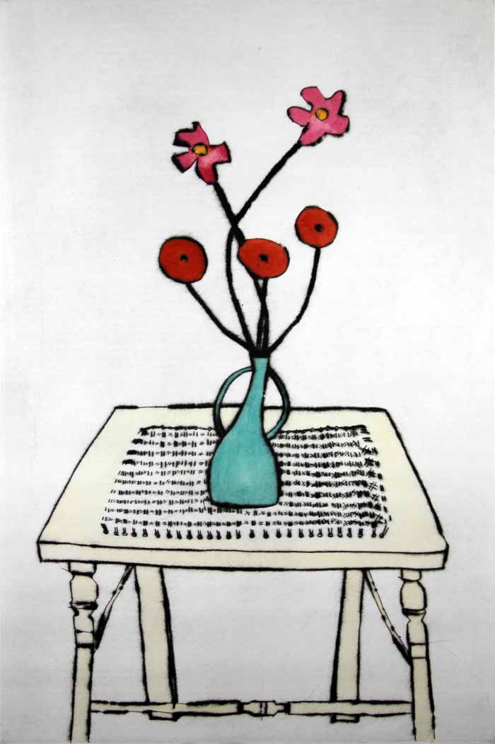 Cane Table drypoint and watercolour 60.5 x 40 cm £469 unframed