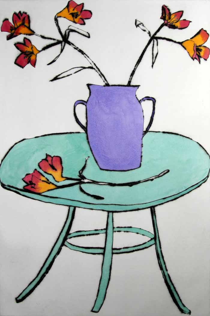 French Table drypoint and watercolour 61 x 40 cm £469 unframed