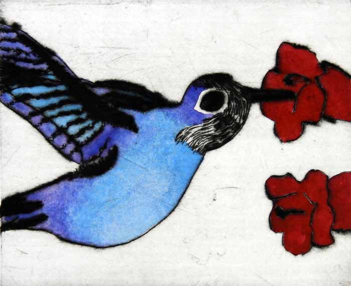 Hummingbird drypoint and watercolour 12 x 15 cm £199