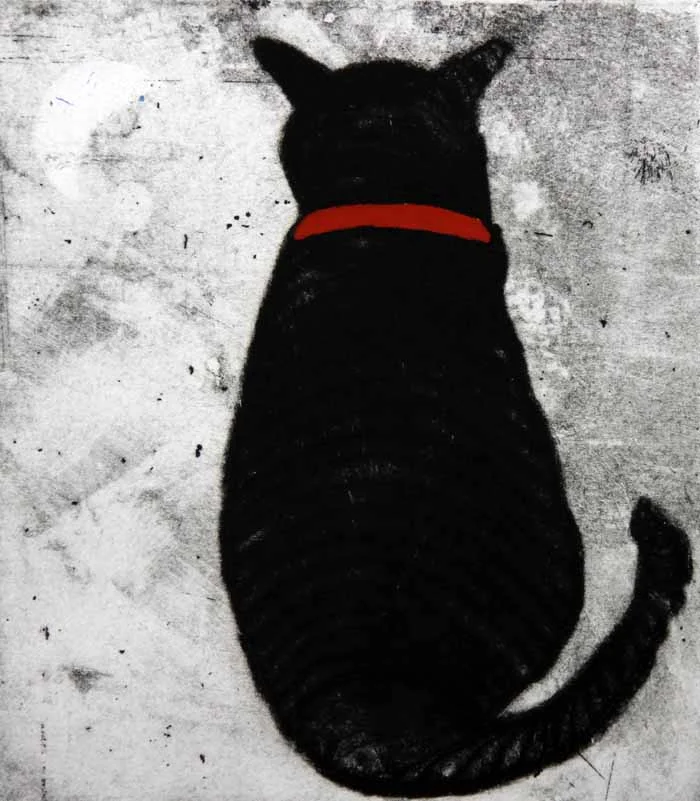 Mooncat drypoint and watercolour 14 cm x 12.5 cm £225 unframed