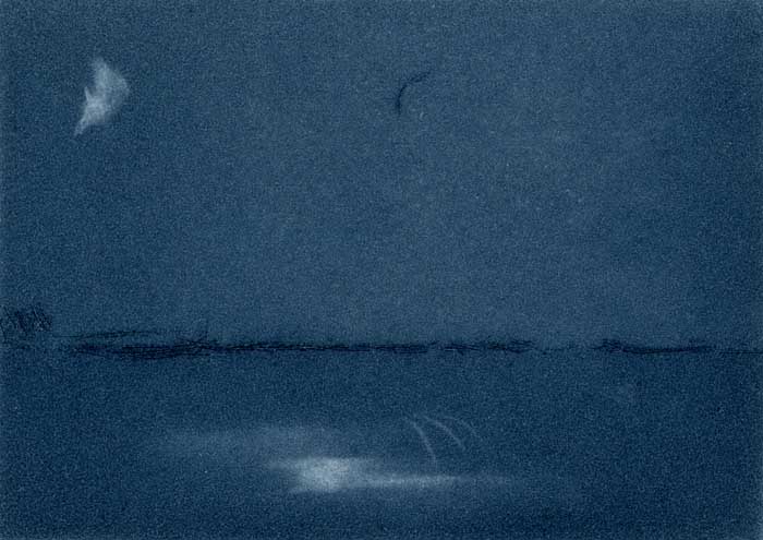Moonlight seascape drypoint and watercolour 5.5 x 7.5 cm £1120 unframed