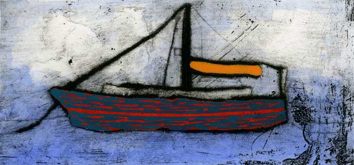 Orange Sail drypoint and watercolour 7 x 15 cm £199 unframed