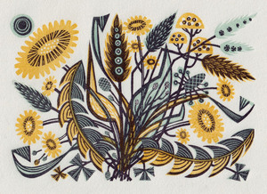 Angie Lewin Dandelion Track II wood engraving 16 x 12.5 cm £185